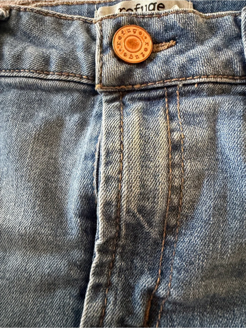 Refuge Medium Blue Denim Shorts with Classic Stitching